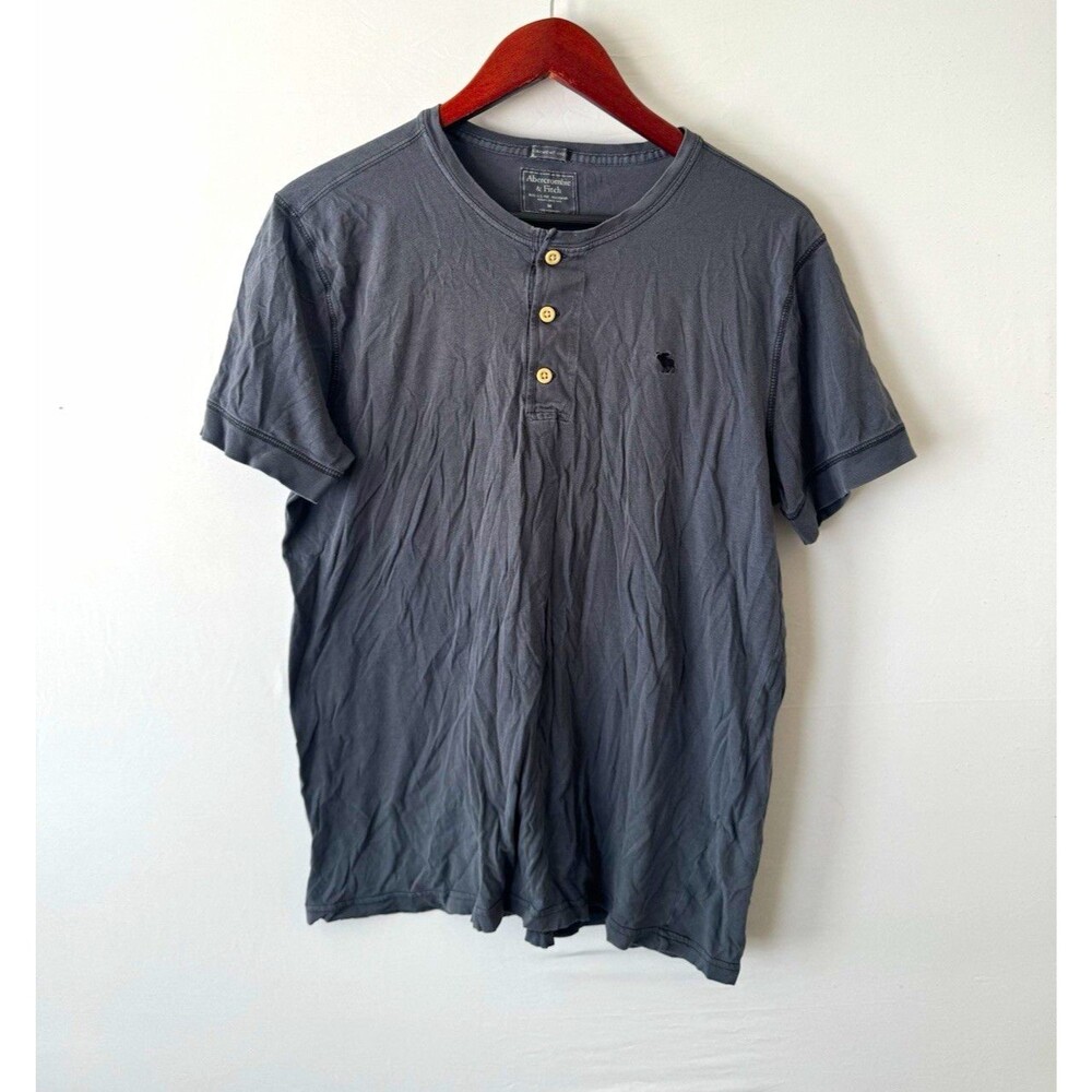 Abercrombie & Fitch Garment Dyed Gray Henley T-Shirt Men’s M Short Sleeve